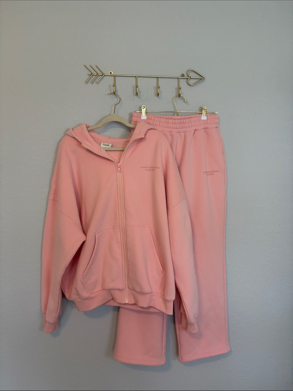 Comfrt Comfort Collection Pink Full Zip Hoodie & Sweatpants Set Size Large